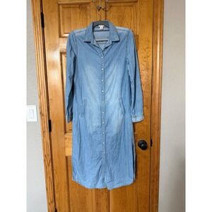 Blue Asphalt Denim Shirt Dress Women's M/L Light Wash Long Sleeve Button Front